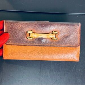 GUCCI Bamboo Leather Long Bifold Wallet
